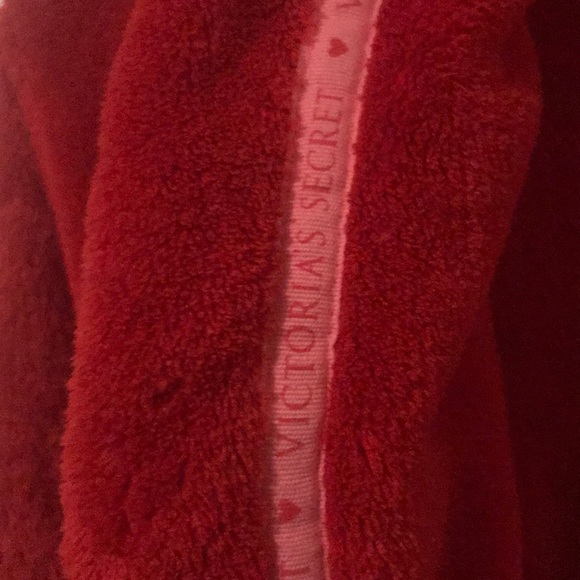 Victoria Secret Red Robe Pink Trim Medium - Picture 3 of 5